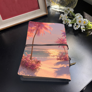 A6 Cuaderno hecho a mano Cálido regalo de Halloween para vecinos Adecuado para la planificación de fiestas y notas divertidas con palmeras Playa Mar S - Product Image 3