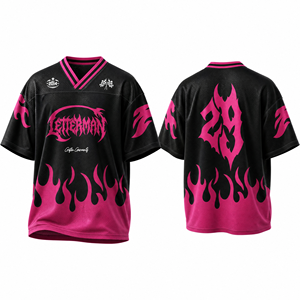 เสื้อเจอร์ซีย์กีฬาคอวีทรงหลวม ระบายอากาศได้ดี สำหรับผู้ชาย ผู้หญิง และวัยรุ่น ลายปะติดสไตล์วินเทจ พร้อมโลโก้สั่งทำได้ - Product Image 4