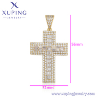 X000912652 Xuping Bijoux Mode Simple Cristal 14K Or Couleur Pendentif Religieux Croix Bijoux En Gros Cuivre Pendentif