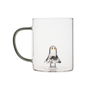 Taza de Vidrio de Borosilicato Hecha a Mano con Diseño Divertido de Fantasma Incorporado, Taza de Agua de Vidrio para Regalos Navideños - Product Image 1