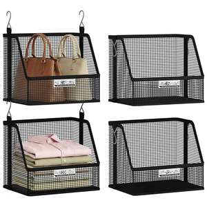 PVC <b>Hanging</b> Closet Organizer <b>Basket</b> Breathable Wardrobe Storage Bin for Clothes Towels Home - Product Image 1