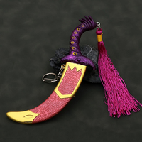 Couteau jouet mongol 16cm 117g en alliage de zinc, mini couteau incurvé en forme de lune, porte-clés décoratif en métal, épée