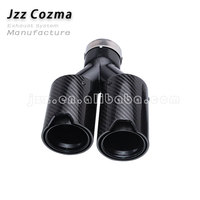 Embouts d'échappement en Y pour voiture, en acier inoxydable, entrée 63 mm, sorties 79 mm, fibre de carbone noire, luxe, épaisseur 1,5 mm, universels, doubles