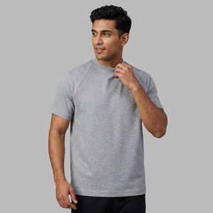 T-shirt pour homme en coton et élasthanne de haute qualité 280G, col rond, tissu respirant, taille plus, tenue décontractée pour homme, t-shirts unis - Product Image 1