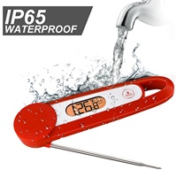 Termometer BBQ memasak nirkabel, pengukur suhu daging Digital cerdas multifungsi desain baru bahan baja tahan karat dapat dilipat mudah tanpa kabel