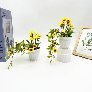 Plante artificielle de tournesol Paulon en pot, hauteur 16 cm, mini bonsaï rond pour la décoration intérieure - Product Image 1