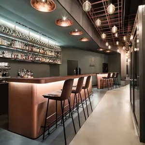 Avrupa geleneksel konut bar sayacı bar mobilya yapay taş gül altın OEM LED kahve dükkanı bar sayacı
