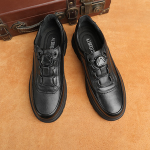 Mocassins en cuir à bout rond, semelle en caoutchouc, semelle intermédiaire en EVA, antidérapants, style britannique, chaussures pour hommes d'hiver - Product Image 3