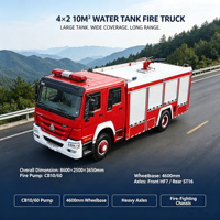 Camión de Bomberos Municipal HOWO 4x2 10000L Diésel Euro 2 WD615 266P Dirección ZF Bomba CB10/60 Monitor Contra Incendios PS50 65m