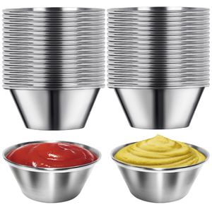 Stainless Steel Condiment Bowls Stackable <b>Metal</b> Serving Dishes for Ketchup Mustard Party Food Service Minimalist Design - Product Image 1