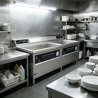 Lave-vaisselle à ultrasons commercial, économie d'eau de 40 %, 55 dB, silencieux, équipement de cuisine pour restaurants et traiteurs