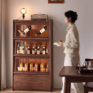 Mueble de Almacenamiento de Lujo para Sala de Estar, Estilo Medieval, de Madera Sólida, con Puertas de Vidrio, Estantes Ajustables y Protección Contra el Polvo - Product Image 5