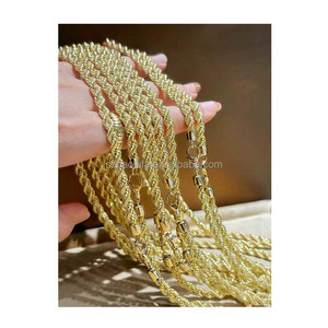 Collier ras du <span class=keywords><strong>cou</strong></span> vintage en corde torsadée imperméable avec chaîne en or <span class=keywords><strong>jaune</strong></span> <span class=keywords><strong>de</strong></span> 2mm/3mm/4mm/8mm pour mariage ou cadeau - Product Image 4