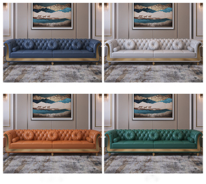 Juego de Sofás de Lujo Estilo Nórdico para Sala de Estar con Capitoné en Cuero Napa de 1 a 4 Plazas para Hogar, Hotel y Apartamento - Product Image 4