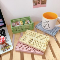 Mini porte-stylo créatif pliable Macaron, papeterie Kawaii pour étudiants, boîte de rangement miniature en plastique