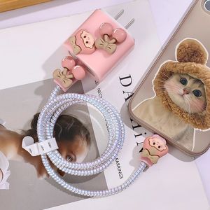 Pour <span class=keywords><strong>Apple</strong></span> <span class=keywords><strong>18W</strong></span> 20W <span class=keywords><strong>chargeur</strong></span> housse de protection dessin animé cerise étui pour <span class=keywords><strong>IPhone</strong></span> 14 13 12 <span class=keywords><strong>11</strong></span> Pro Max XR XS X protecteur de tête de câble de données - Product Image 3