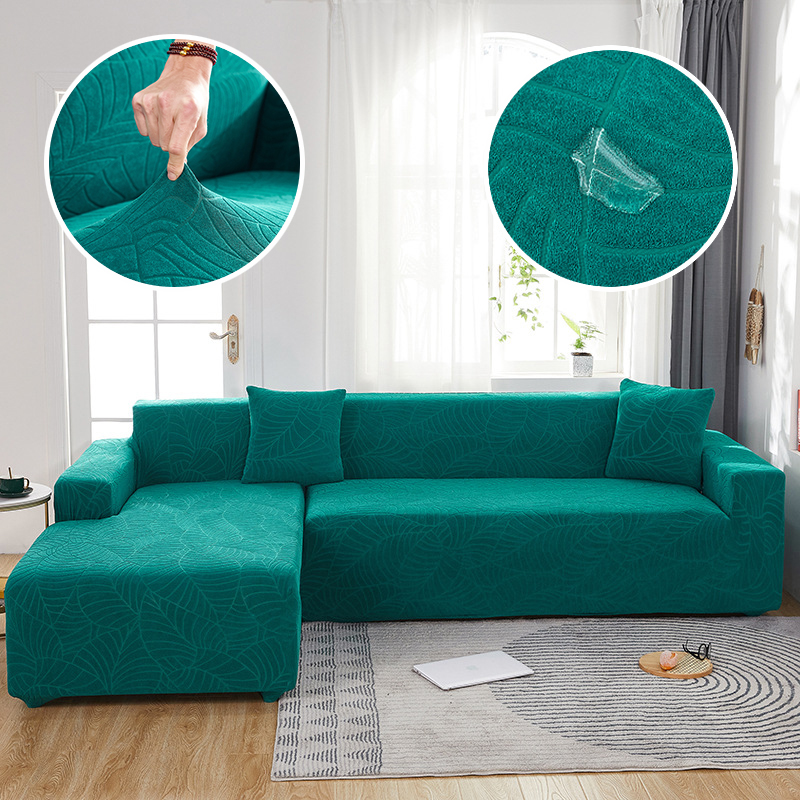 Amazon простой лист узор спандекс жаккардовый тисненый водонепроницаемый эластичный стрейч 3 4 места секционный диван Чехлы