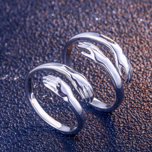 Anello Abbraccio in Argento Sterling 925 Placcato Rodio, Gioiello Trendy per Matrimonio, Anniversario, Festa della Mamma, Regalo d'Amore - Product Image 4