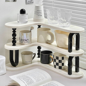 Cup Storage Rack 3 Tier Cream Oval Multipurpose With Stand Kitchen Draining Rack - Product Image 2