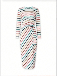 Robe décontractée plissée à manches longues imprimée à la mode pour femmes - Product Image 3