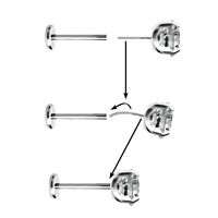 Perhiasan Tindik Titanium ASTM F136 Model Mangkuk dengan Zirkon Putih 5A untuk Hidung, Bibir, Helix, Conch, dan Anting