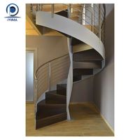Kit d'escalier en colimaçon de vente chaude Design rond en acier avec marches en bois pour villa/loft/grenier
