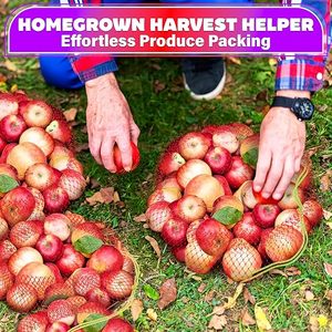 100 sacs en filet de nylon réutilisables, sacs de rangement en filet rouge de 24 pouces pour fruits, légumes, oignons, pommes de terre, ail - Product Image 5