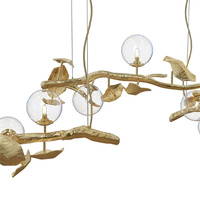 Lustre moderne de luxe en laiton en forme de branche d'arbre, globe en verre transparent, lampe suspendue linéaire personnalisée pour table à manger, salon, hall d'hôtel