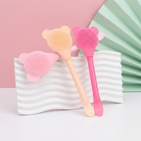Pinceau applicateur de masque en silicone souple double tête en forme d'ours mignon, couleurs macaron variées, pour le nettoyage des points noirs