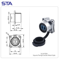 Conector de Fibra Óptica Impermeable SL24, Metálico, LC, Monomodo, Doble Núcleo, Cable de Comunicación IP67, Conector Hembra Cuadrado para Montaje en Panel