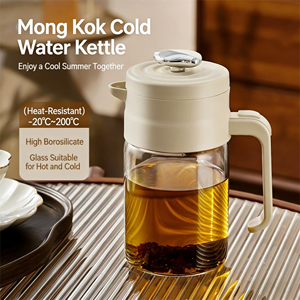 Carafe à <span class=keywords><strong>eau</strong></span> froide moderne grande capacité <span class=keywords><strong>en</strong></span> <span class=keywords><strong>verre</strong></span> borosilicate résistant à la chaleur avec couvercle anti-fuite et conception facile à nettoyer - Product Image 1