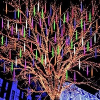 Lumières de pluie de météores LED blanches, lumières de tube de pluie de météores, étanches IP44, 4 m, lampe en forme de bâton de glace, intérieur/extérieur, Noël, vacances, jardin