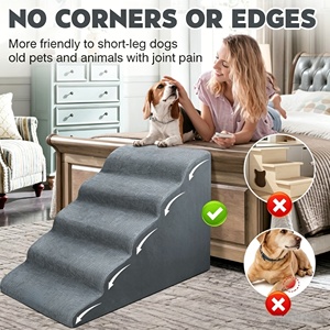 Pet Stairs Scalloped Canine Climbing Ladder Corduroy Polyurethane Incline - Senior-Friendly Maneuverability - Stability <b>Bench</b> - Product Image 2