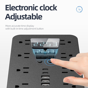 Ổ cắm điện chính bán buôn có cổng USB, hiển thị thời gian, màu trắng, dài 1.5 mét, chuẩn Mỹ - Product Image 5