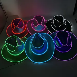 LED Light Up Hat Colorful Adult Cowboy Cowgirl Hat For Halloween Christmas Party EDC Cosplay Costume Hats