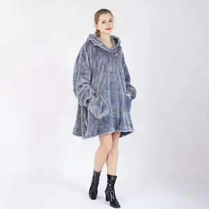 Sudadera con capucha suave y cálida, manta de franela, Sherpa, Puffy, para Tv, con diseño personalizado