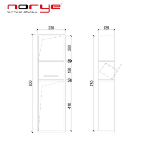 <span class=keywords><strong>Niche</strong></span> de <span class=keywords><strong>douche</strong></span> murale gain de place en acier inoxydable 304 finition satinée Norye avec distributeur de papier toilette pour hôtels - Product Image 6