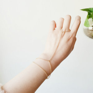 Pulsera <span class=keywords><strong>de</strong></span> <span class=keywords><strong>acero</strong></span> <span class=keywords><strong>inoxidable</strong></span> <span class=keywords><strong>para</strong></span> mujer y niña, arnés esclavo <span class=keywords><strong>de</strong></span> doble capa, oro <span class=keywords><strong>de</strong></span> 18k, con anillo, 2022 - Product Image 5
