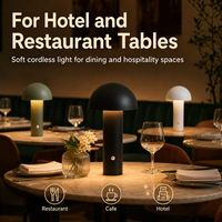 Lampe de table en métal rechargeable en forme de champignon, sans fil, à intensité variable, LED, pour hôtel, restaurant, café, chevet