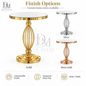 Round Cocktail <b>Table</b> for Hospitality Projects with <b>Gold</b> Stainless Steel Spindle Pedestal Base and Mirrored Tempered Glass Top - Product Image 4