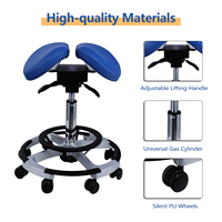 Chaise Selle Moderne pour Hôpital, Tabouret d'Assistant Dentaire, Hauteur Réglable, Base Mobile, Cadre en Acier Inoxydable, pour École et Atelier