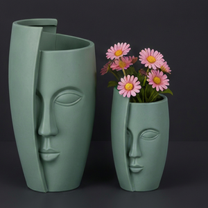 Ensemble de pots à fleurs en fibre de verre SwamiG TradeX, forme de visage, finition thermolaquée, pots d'intérieur uniques, écologiques et biodégradables - Product Image 1