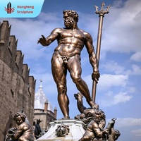 Statue de Poséidon grandeur nature en laiton et cuivre, prix d'usine, sculpture extérieure élégante du dieu de la mer en bronze, design Aquaman