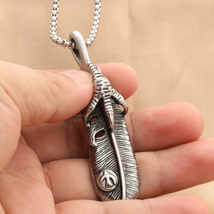 Stainless Steel Feather Pendant With Eagle Claw Design Themed For Men Gift Jewelry Summer 2021 - Product Image 4