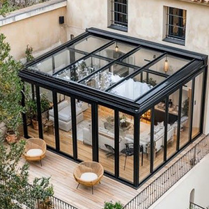 Véranda en acier à double vitrage Low-E, design européen, insonorisation, enclos de jardin - Product Image 4