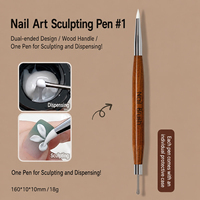 Nouvelle Arrivée 2026 – Pinceau à ongles double face en bois de santal, conception flexible pour la sculpture, idéal pour la peinture 3D d'ongles DIY à domicile