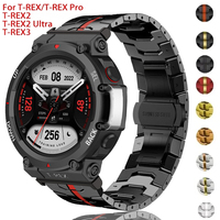 Bracelet en acier pour Huami Amazfit T-rex 3/2 Trex Pro, bracelet de montre en métal pour Amazfit T-Rex Ultra, fermoir papillon, accessoires de montre intelligente
