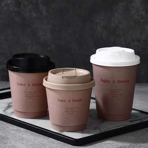 Tùy Chỉnh Với Màu Đen Có Awaylogo Có Nắp Đậy Nhà Sản Xuất Trà Đôi Tường 12Oz 16Oz Cho Cà Phê Dùng Một Lần Nóng Cốc Giấy Với Nắp - Product Image 3