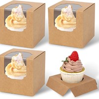Boîte d'emballage alimentaire transparente en carton écologique jetable avec fenêtre unique, enduite anti-UV, de qualité alimentaire, pour desserts et pâtisseries