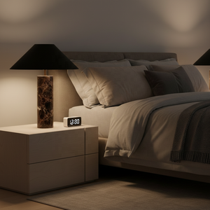 Lampe de table en marbre naturel de luxe Nodric Designer avec abat-jour en tissu, lampe de chevet pour chambre d'hôtel, lampe de lecture - Product Image 3